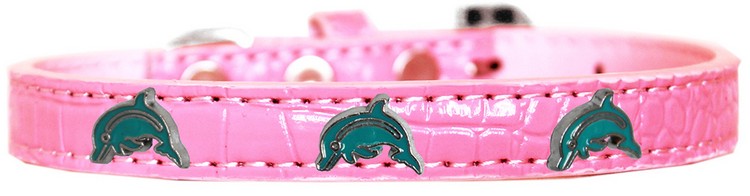 Dolphin Widget Croc Dog Collar Light Pink Size 12